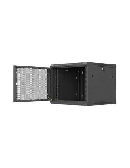 Lanberg Szafa Instalacyjna Rack Wisząca 19" 9U 600X600 Czarna Drzwi Perforowane (Flat Pack)