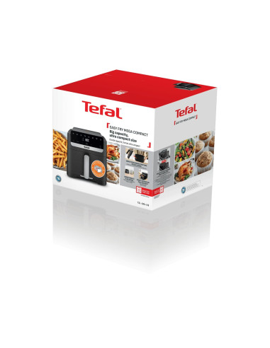 Tefal Easy Fry Mega Compact Ey866He1 Frytkownica Pojedyńczy 7,5 L Autonomiczny Frytkownica Na Gorące Powietrze Czarny, Srebrny