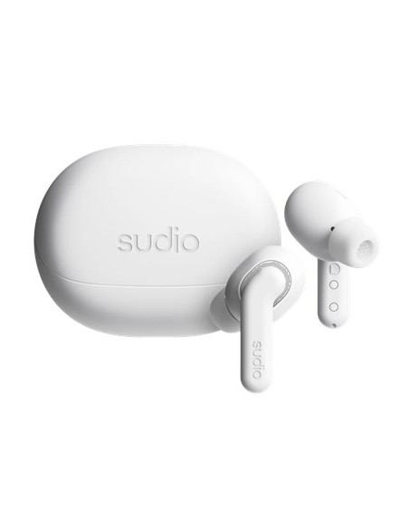 Sudio Earbuds | E4 Pro | Bluetooth | In-Ear | Microphone | Cloud White | Noise Canceling | Noise Reduction | Wireless