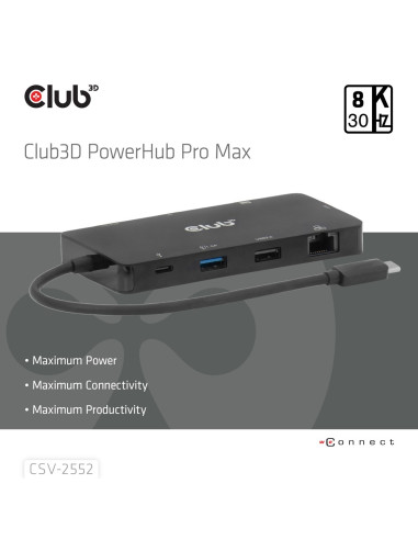 Club3D Csv-2552 Huby I Koncentratory Usb Type-C 5000 Mbit/S Czarny