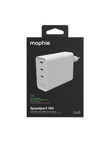 Mophie Speedport 140 Uniwersalne Biały Prąd Przemienny Szybkie Ładowanie Wewnętrzna