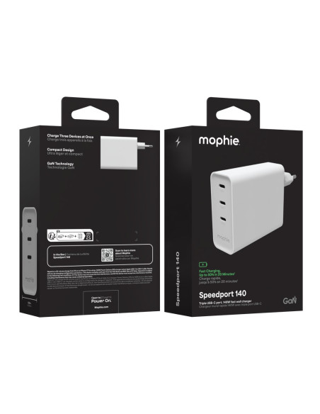 Mophie Speedport 140 Uniwersalne Biały Prąd Przemienny Szybkie Ładowanie Wewnętrzna
