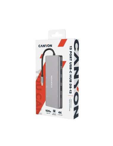 Canyon Ds-12 Usb 3.2 Gen 1 (3.1 Gen 1) Type-C Szary