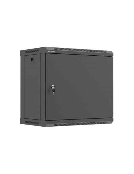Szafa Instalacyjna Rack Wisząca 19" 9U 540X350 Czarna Drzwi Pełen Metal Lanberg (Flat Pack)