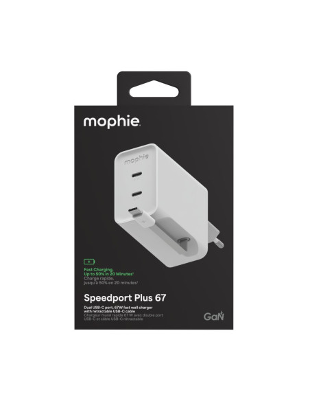Mophie Speedport 67 Uniwersalne Biały Prąd Przemienny Szybkie Ładowanie Wewnętrzna