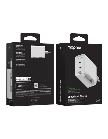 Mophie Speedport 67 Uniwersalne Biały Prąd Przemienny Szybkie Ładowanie Wewnętrzna