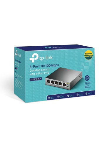 Tp-Link Tl-Sf1005P Przełącznik Sieciowy Nie Zarządzany Fast Ethernet (10/100) Obsługa Poe Czarny