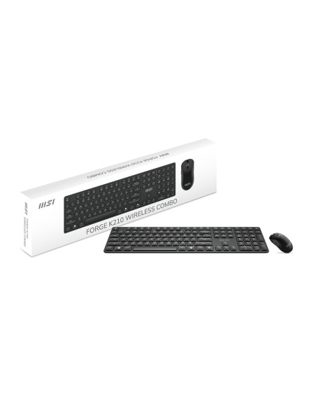 Msi Forge K210 Wireless Combo Klawiatura Dołączona Myszka Dom/Biuro Usb Czarny