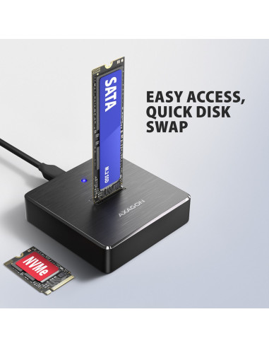Axagon Adsa-M2C11 Stacja Dokująca Do Dysków Twardych Usb 3.2 Gen 2 (3.1 Gen 2) Type-C Czarny