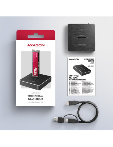 Axagon Adsa-M2C11 Stacja Dokująca Do Dysków Twardych Usb 3.2 Gen 2 (3.1 Gen 2) Type-C Czarny
