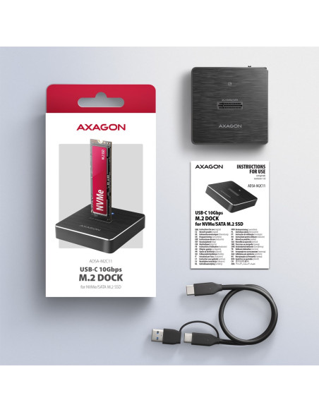 Axagon Adsa-M2C11 Stacja Dokująca Do Dysków Twardych Usb 3.2 Gen 2 (3.1 Gen 2) Type-C Czarny