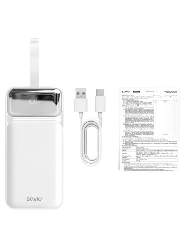 Savio Ba-15 Bank Mocy Litowo-Polimerowy (Lipo) 50000 Mah Biały