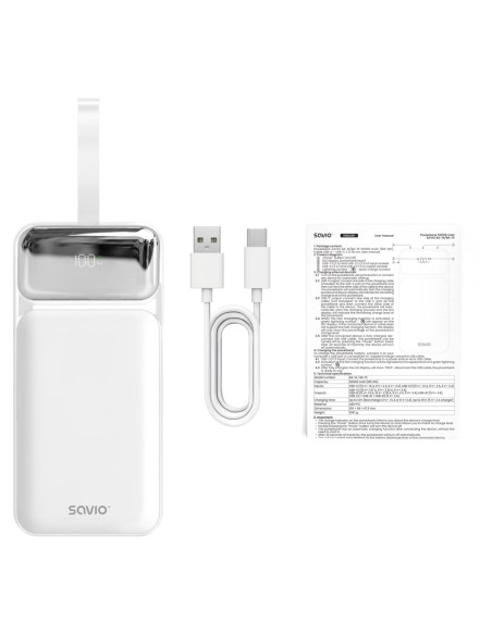 Savio Ba-15 Bank Mocy Litowo-Polimerowy (Lipo) 50000 Mah Biały