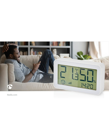 Nedis Zbsc30Wt Cyfrowa Stacja Meteorologiczna Biały Lcd Bateria