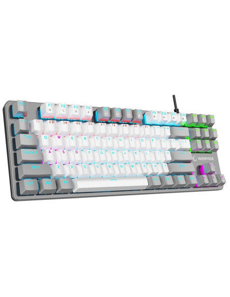Klawiatura Przewodowa Rampage Snugk14Rs-Wg Snug Rgb Krgd Red Gamingowa Mechaniczna Biało-Szara