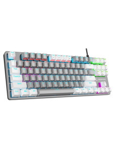 Klawiatura Przewodowa Rampage Snugk14Bs-Gw Snug Rgb Krgd Blue Gamingowa Mechaniczna Szaro-Biała
