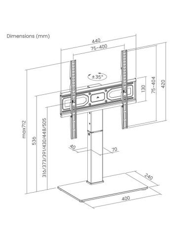 Gembird Tvs-D65S-01 Stojak Pod Telewizor (Obrotowy), 32" - 65", Czarny