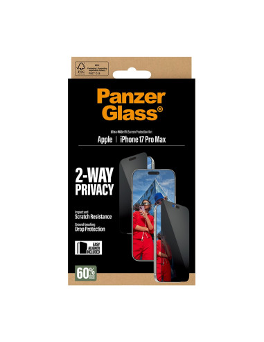 Panzerglass ® 2-Way Privacy Screen Protector Iphone 17 Pro Max | Ultra-Wide Fit W. Easyaligner Przezroczysta Ochrona Ekranu Appl
