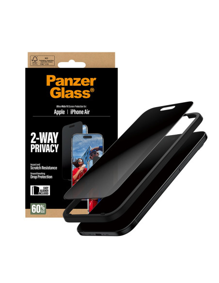 Panzerglass ® 2-Way Privacy Screen Protector Iphone Air | Ultra-Wide Fit W. Easyaligner Przezroczysta Ochrona Ekranu Apple 1 Szt