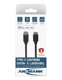 Ansmann 1700-0106 Kabel Do Telefonu Czarny 0,12 M Usb C Lightning