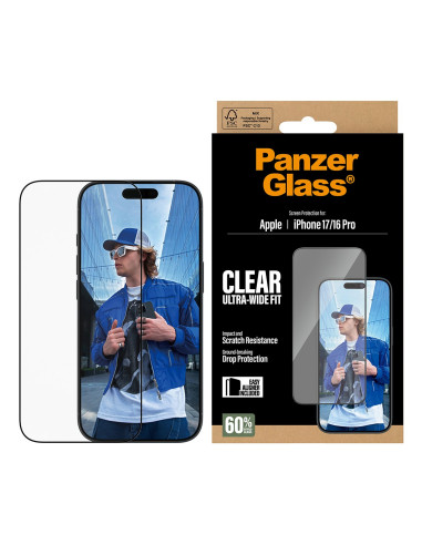 Panzerglass ® Screen Protector Iphone 17 | Iphone 16 Pro | Ultra-Wide Fit W. Easyaligner Przezroczysta Ochrona Ekranu Apple 1 Sz