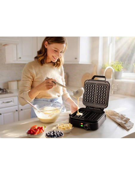 Eldom Gofrownica Wa900 Waflo 1200-2000W, Płynna Regulacja Temperatury, Blokada Pokrywy, Nienagrzwający Sie Uchwyt