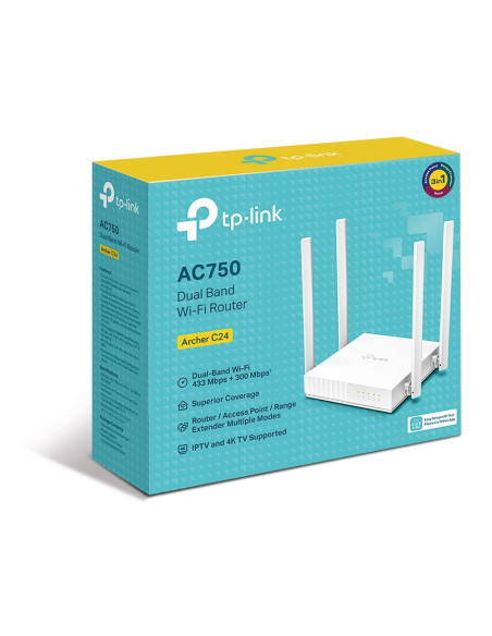 Tp-Link Archer C24 Router Bezprzewodowy Fast Ethernet Dual-Band (2.4 Ghz/5 Ghz) Biały