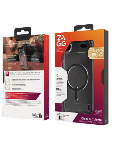Zagg Santa Cruz Snap Kickstand Pokrowiec Na Telefon Komórkowy 16,5 Cm (6.5") Czarny, Przezroczysty