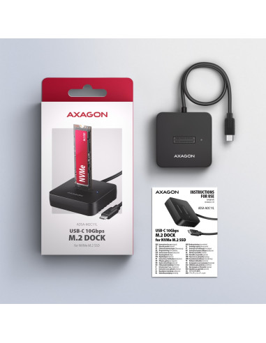 Axagon Adsa-M2C11L Stacja Dokująca Do Dysków Twardych Usb 3.2 Gen 2 (3.1 Gen 2) Type-C Czarny