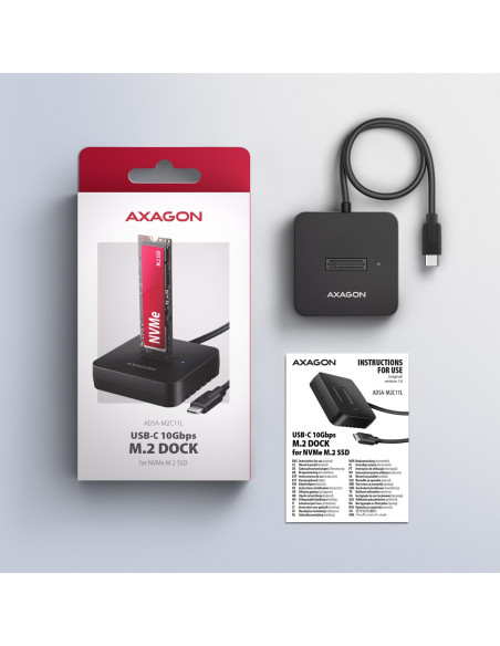 Axagon Adsa-M2C11L Stacja Dokująca Do Dysków Twardych Usb 3.2 Gen 2 (3.1 Gen 2) Type-C Czarny