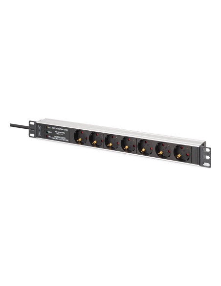 Digitus Dn-95441 Rozdzielacz Zasilania Pdu 7 X Gniazdo Sieciowe 1U Czarny, Srebrny