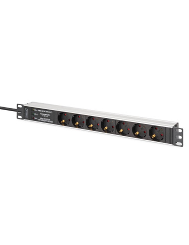 Digitus Dn-95441 Rozdzielacz Zasilania Pdu 7 X Gniazdo Sieciowe 1U Czarny, Srebrny