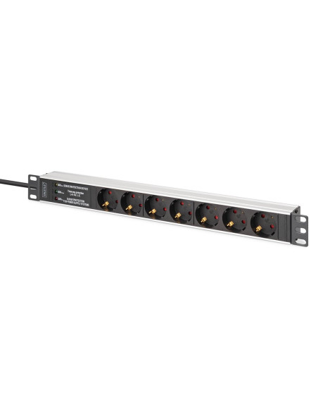 Digitus Dn-95441 Rozdzielacz Zasilania Pdu 7 X Gniazdo Sieciowe 1U Czarny, Srebrny