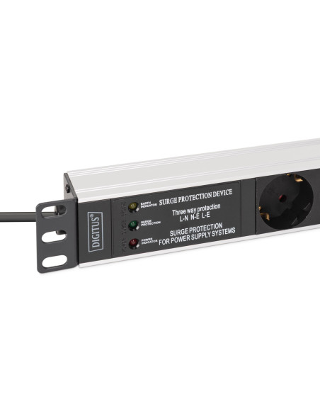 Digitus Dn-95441 Rozdzielacz Zasilania Pdu 7 X Gniazdo Sieciowe 1U Czarny, Srebrny