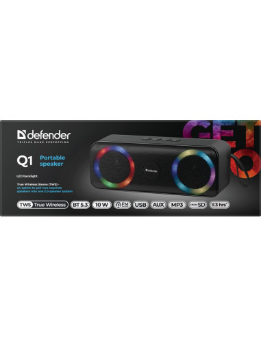 Głośnik Defender Beatbox 20 Bluetooth 20W Light/Bt/Mic/Fm/Usb/Tf