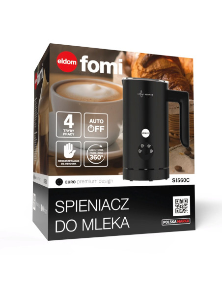 Eldom Spieniacz Do Mleka Si560C Fomi 500W Czarny 300Ml Spienianie Podgrzewanie