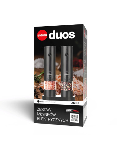 Eldom Zestaw Młynków Elekt. Do Soli I Pieprzu Zmp5 Akumulatorowe Ładowane Usb