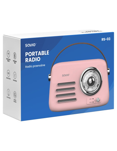 Savio Radio Przenośne Różowe Rs-03
