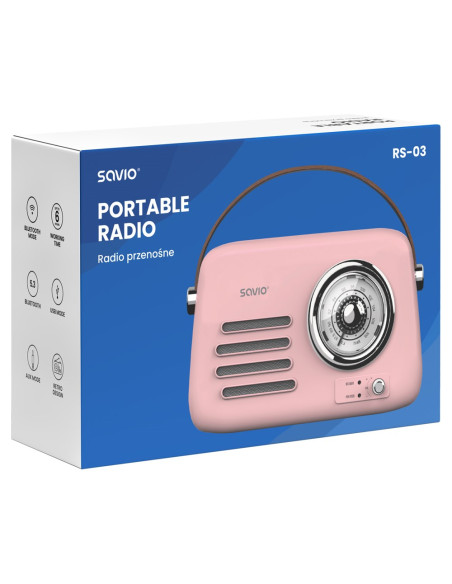 Savio Radio Przenośne Różowe Rs-03