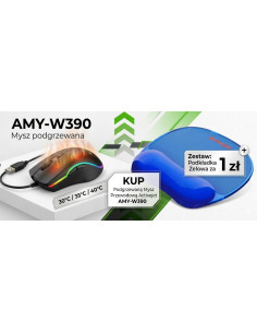 Activejet Mysz Podgrzewana Amy-W390 + Activejet Podkładka Pod Mysz Czarna Żelowa Za 1 Zł