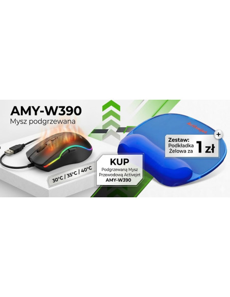 Activejet Mysz Podgrzewana Amy-W390 + Activejet Podkładka Pod Mysz Czarna Żelowa Za 1 Zł