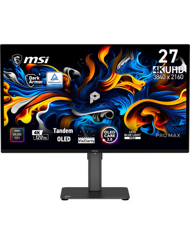 Msi Pro Max 271Upx12G Monitor Komputerowy 67,3 Cm (26.5") 3840 X 2160 Px Ultrawide Full Hd Qd-Oled Czarny