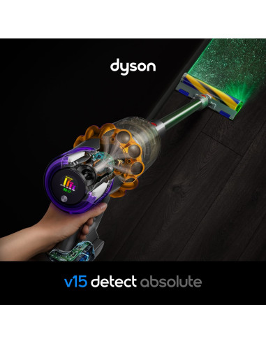 Dyson V15 Detect Absolute Odkurzacz Stojący 2 W 1 Bateria Suchy Hepa Bez Worka 0,77 L Stal Nierdzewna