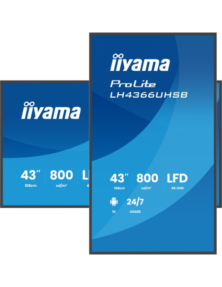 Iiyama Lh4366Uhsb-B1Ag Signage Display Płaski Panel Digital Signage 109,2 Cm (43") Lcd Wi-Fi 800 Cd/M2 4K Ultra Hd Czarny Proces