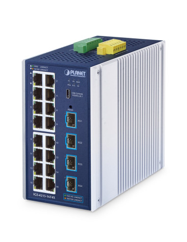 Planet Igs-4215-16T4X Przełącznik Sieciowy Zarządzany L2/L4 Gigabit Ethernet (10/100/1000) Aluminium, Niebieski