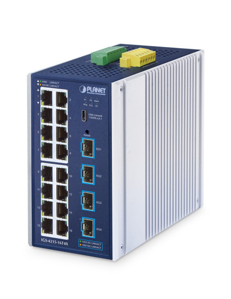 Planet Igs-4215-16T4X Przełącznik Sieciowy Zarządzany L2/L4 Gigabit Ethernet (10/100/1000) Aluminium, Niebieski