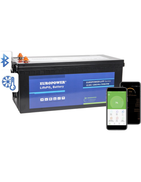 Akumulator Lifepo4 Europower Serii Lfp 12,8V 280Ah Bluetooth, Mata Grzewcza (Żywotność ~4000 Cykli)
