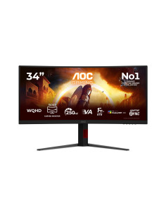 Aoc G4 Cu34G4Zca Monitor Komputerowy 86,4 Cm (34") 3440 X 1440 Px Wide Quad Hd Czarny, Czerwony