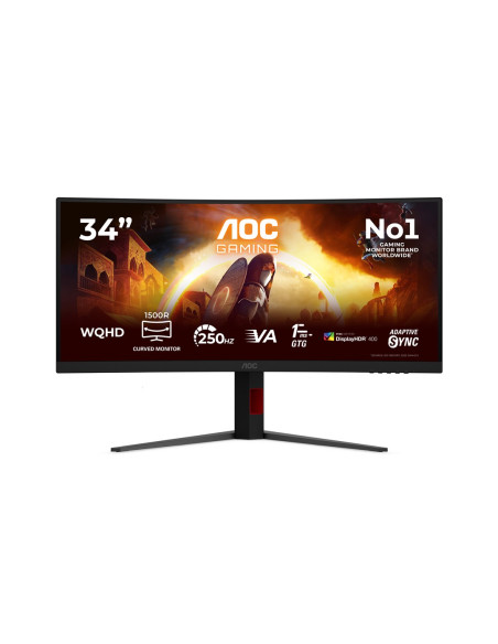 Aoc G4 Cu34G4Zca Monitor Komputerowy 86,4 Cm (34") 3440 X 1440 Px Wide Quad Hd Czarny, Czerwony