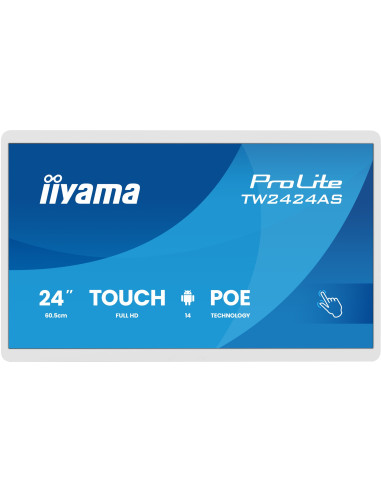Iiyama Tw2424As-W3P Signage Display Interaktywny Płaski Panel 60,5 Cm (23.8") Lcd Wi-Fi 450 Cd/M2 Full Hd Biały Ekran Dotykowy P